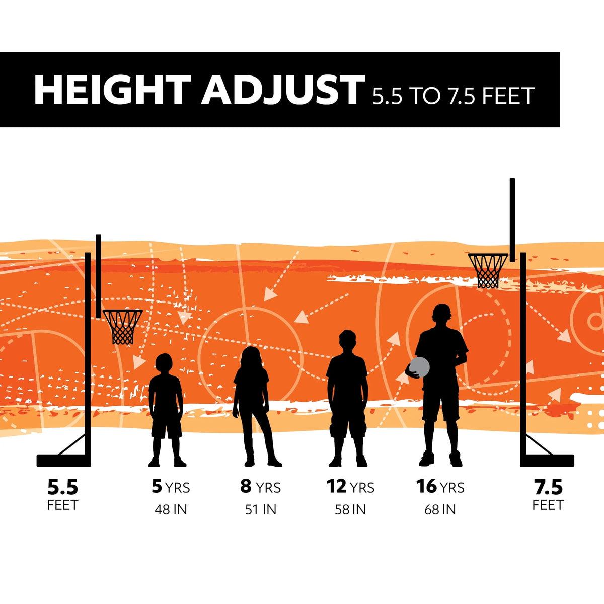 Adjustable Youth Portable Basketball Hoop F3463