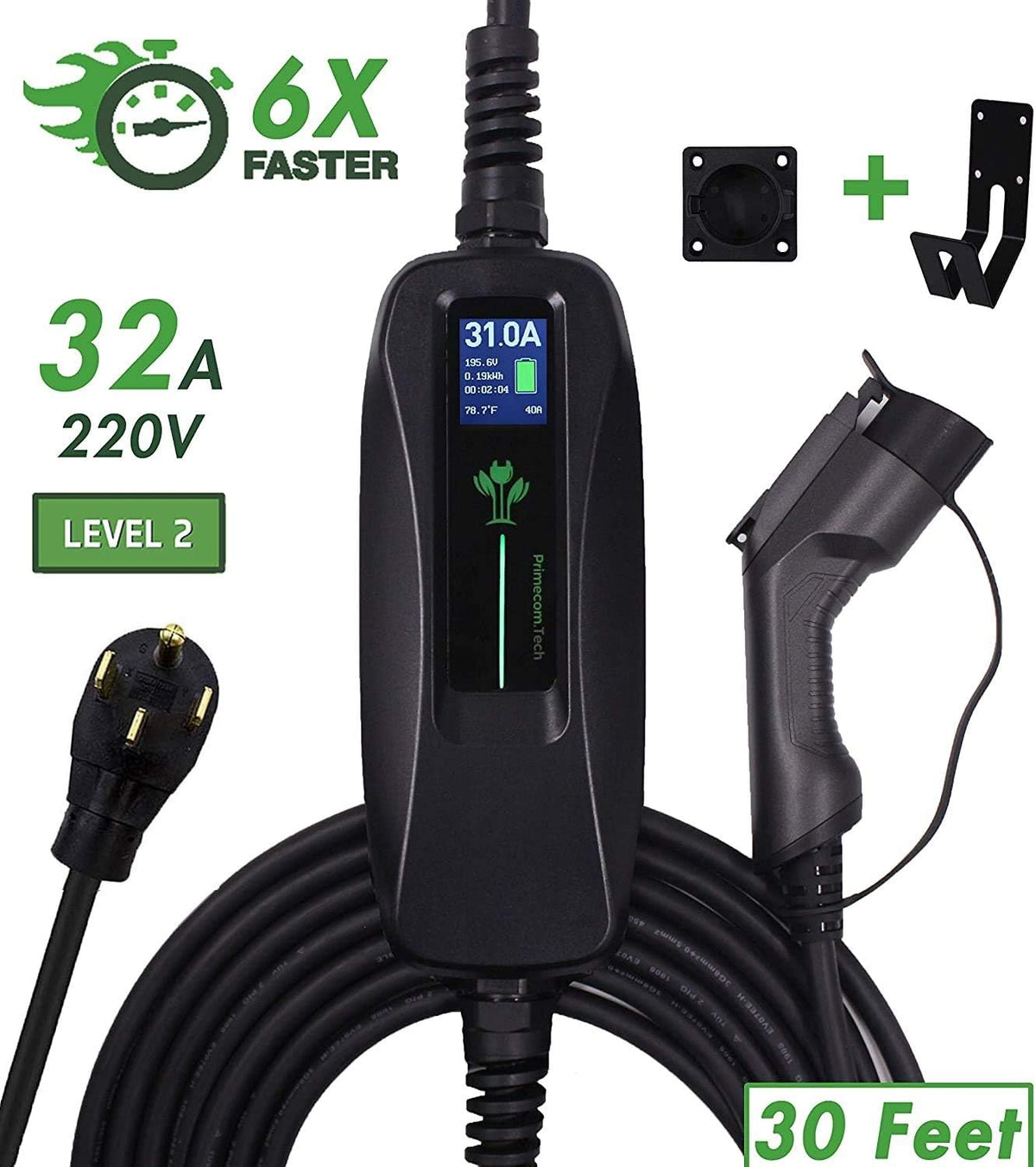 Portable Level 2 Electric Vehicle Charger, 30 Feet N6421