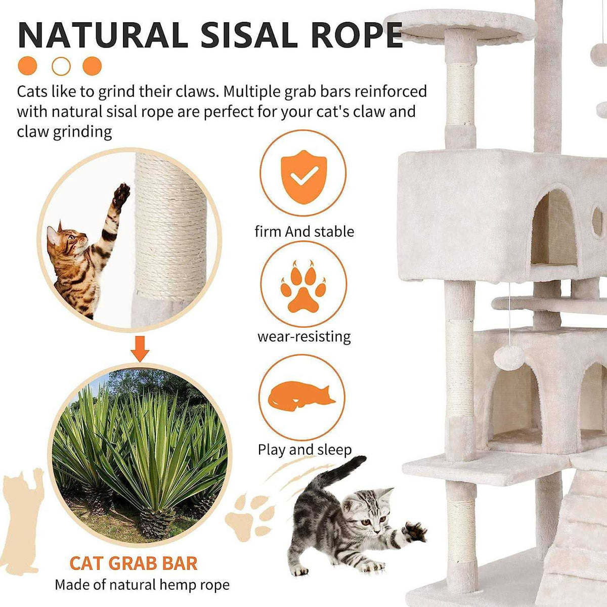 70-in Cat Tree Tower with Scratching Post L9845
