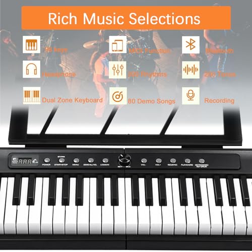 88 Key Semi Weighted Digital Piano with Music Stand T107
