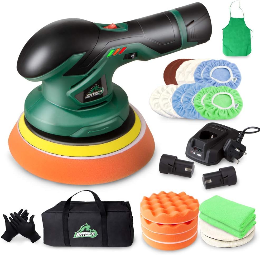 Cordless Car Buffer Polisher with 2pcs 12V Lithium Rechargeable Battery Brushless Polisher V5888