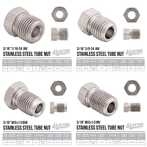 25 ft 3/16 316L Stainless Steel Brake Line Tubing Coil and Fitting Kit Z802755