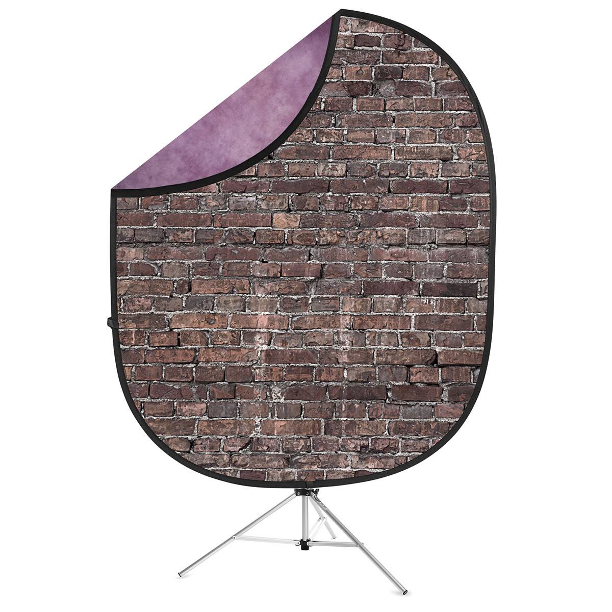 5x7 Collapsible Backdrop with 8 Aluminum Stand, Purple/Grunge Brick J334