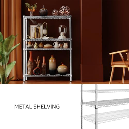 4 Tier Adjustable Heavy Duty Metal Wire Shelving Unit C124