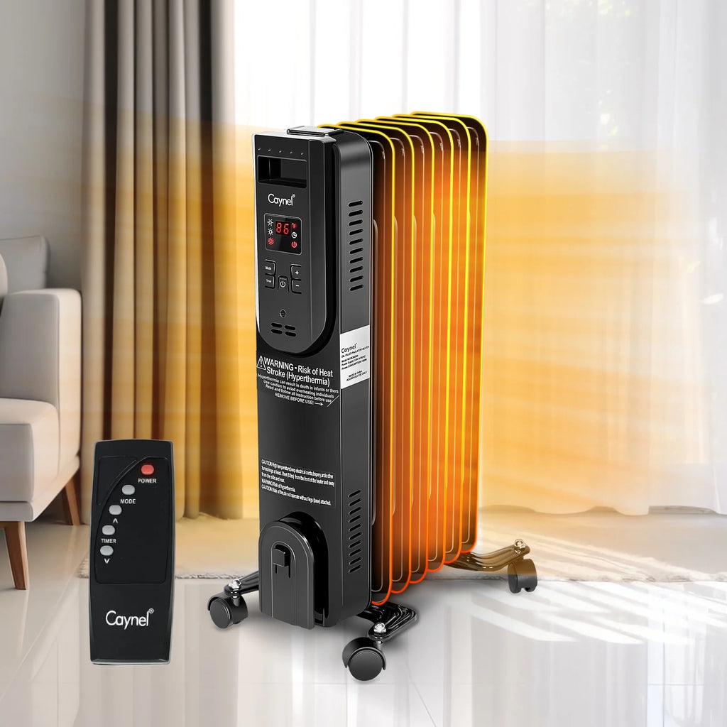 1500W Electric Oil Filled Radiator Heater with Thermostat and 24H Timer D74384