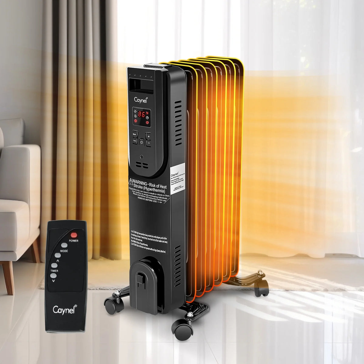 1500W Electric Oil Filled Radiator Heater with Thermostat and 24H Timer D74384