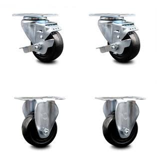 Hard Rubber Caster Set of 4 with 3.5x22 Wheels H307629