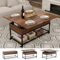 Lift Top Folding Coffee Table with Drawer Metal Frame R512581