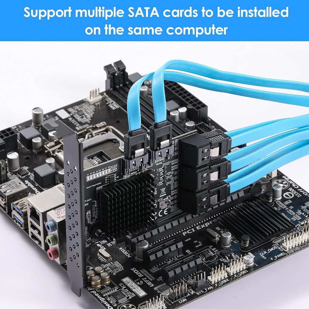 PCIe SATA Card 8 Ports with 8 SATA Cables and Low Profile Bracket Z18526
