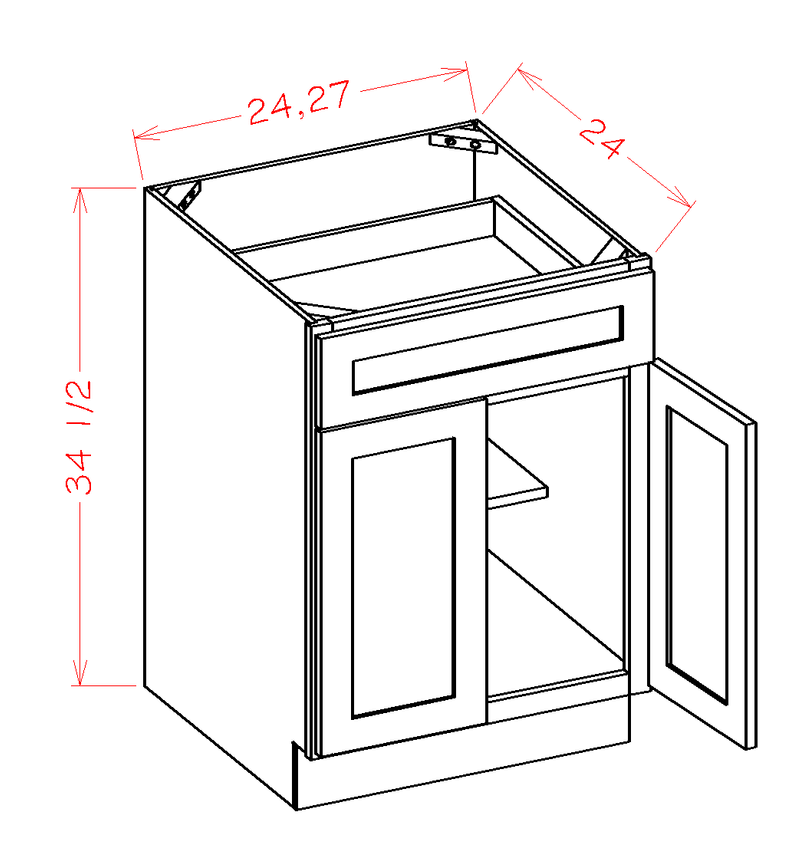 White 2 Doors 1 Drawer 1 Shelf Base Cabinet A2659