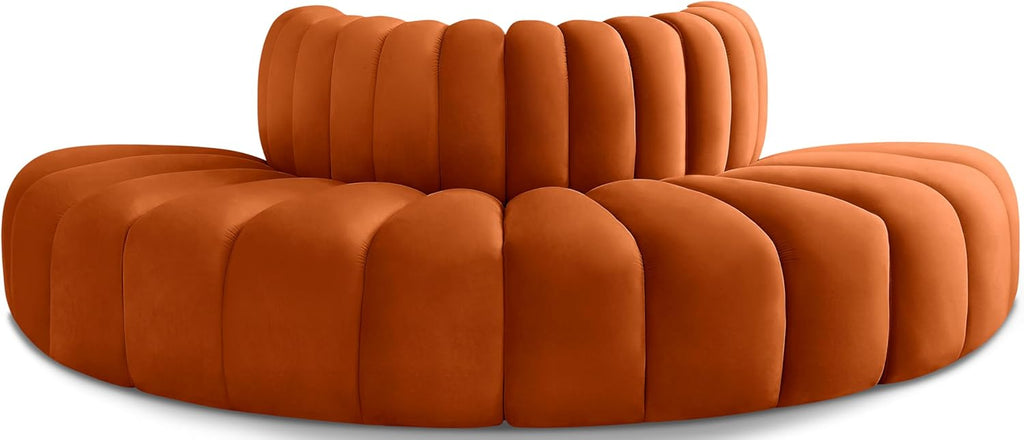 Cognac Velvet Sofa W3948