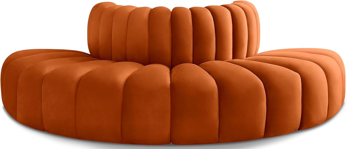 Cognac Velvet Sofa W3948