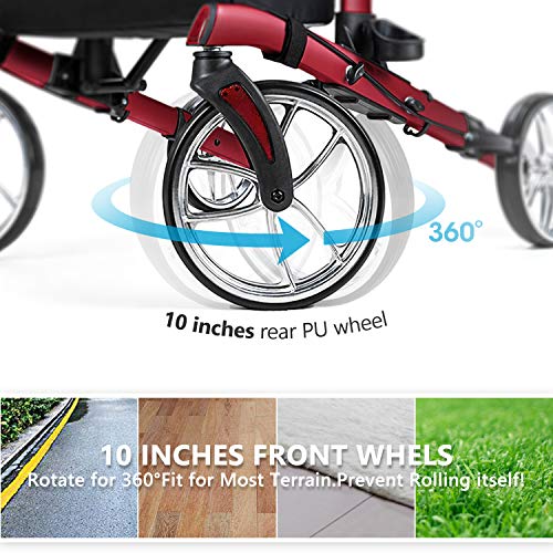 Gray Upright Rollator Walker with Seat and Padded Armrest D5300