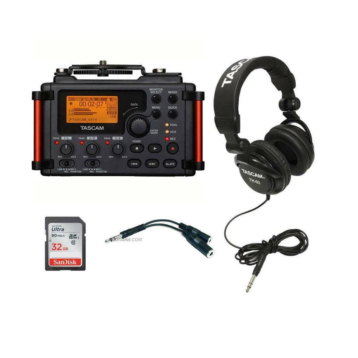 Portable Recorder with 32GB SDHC Card, Black, 6 Stereo 1/4 E908