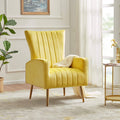 Yellow Velvet Wingback Arm Chair with Metal Legs I81056