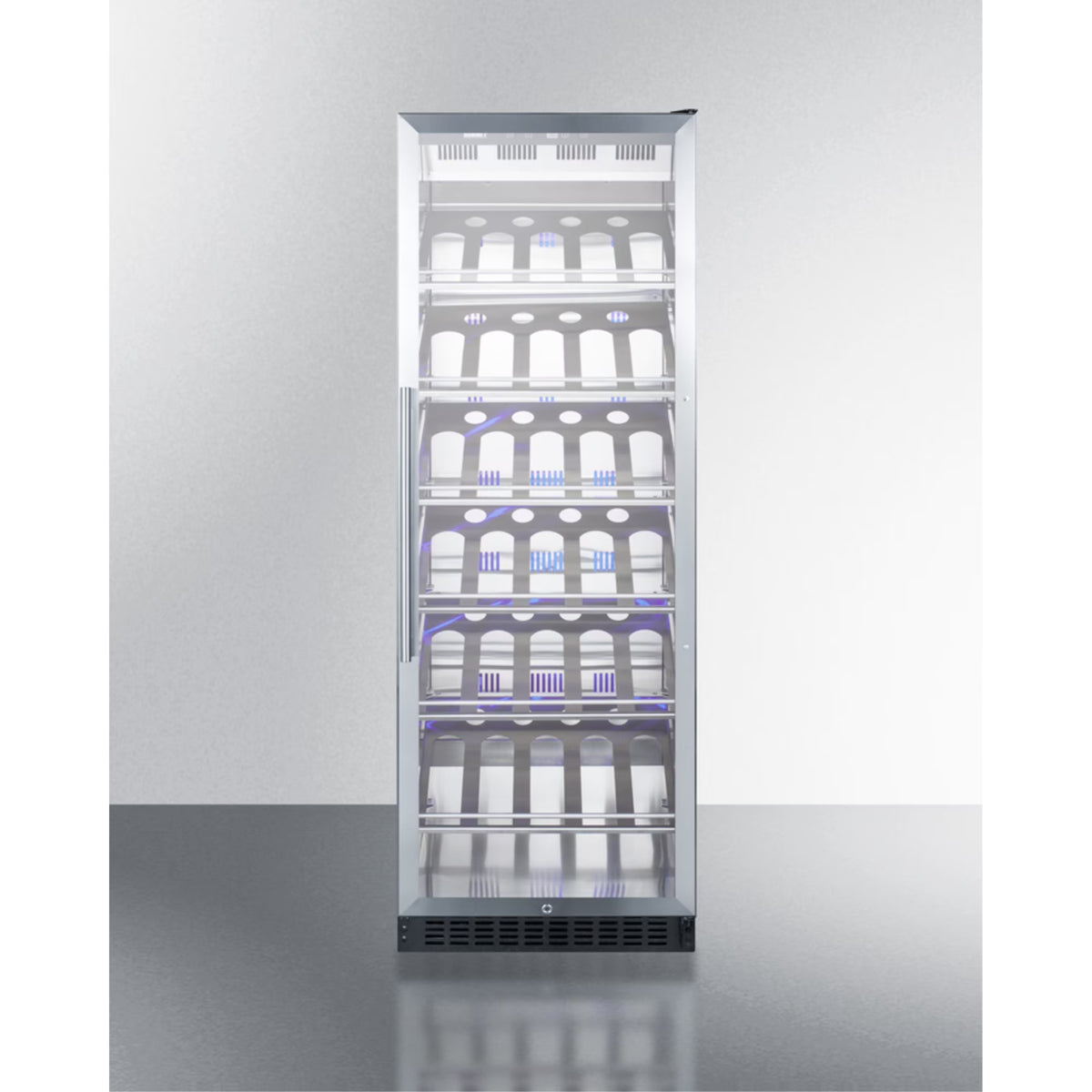 Commercial full-size wine cellar with champagne style shelving J2944