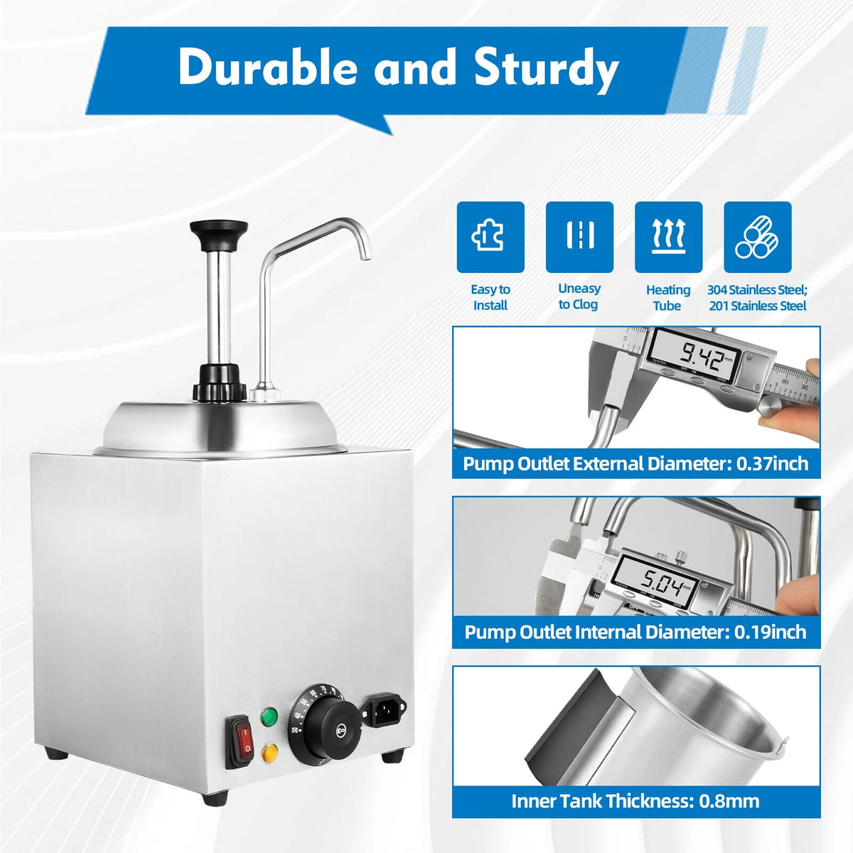 Nacho Cheese Dispenser Pump Caramel Warmer Tank 800W 110V R4089