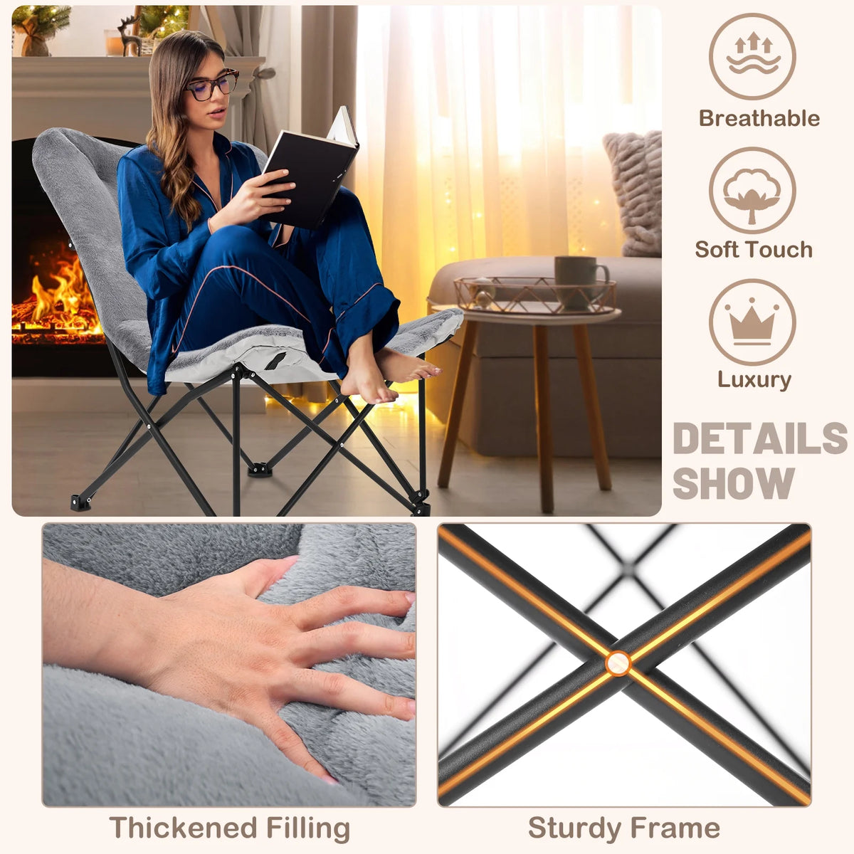 Oversized Folding Camping Chair with Mattress H3147