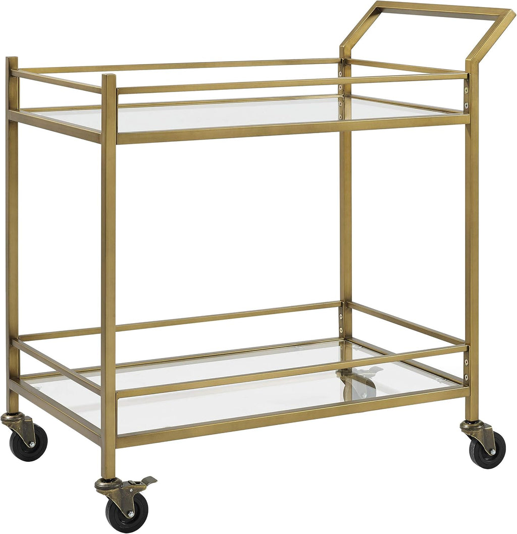 Gold and Glass Rolling Bar Cart R173520