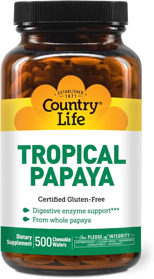 Chewable Papaya Enzyme Wafers 500 Wafers Gluten Free Vegan P34493