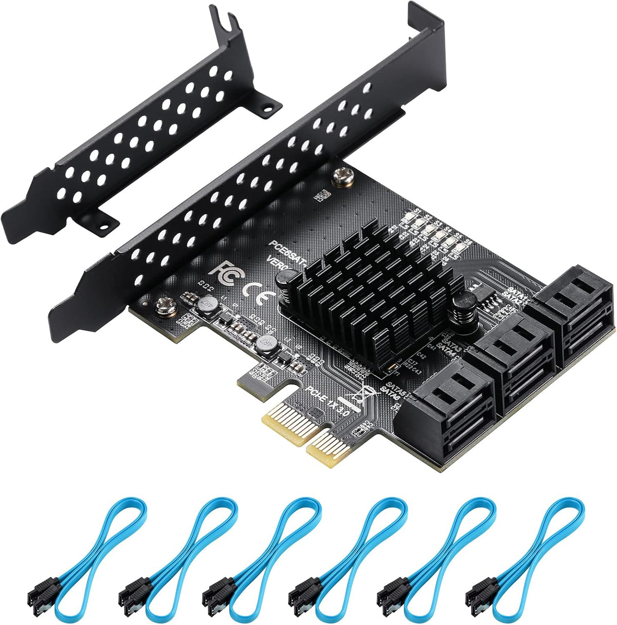 PCIe SATA Card 8 Ports with 8 SATA Cables and Low Profile Bracket Z18526