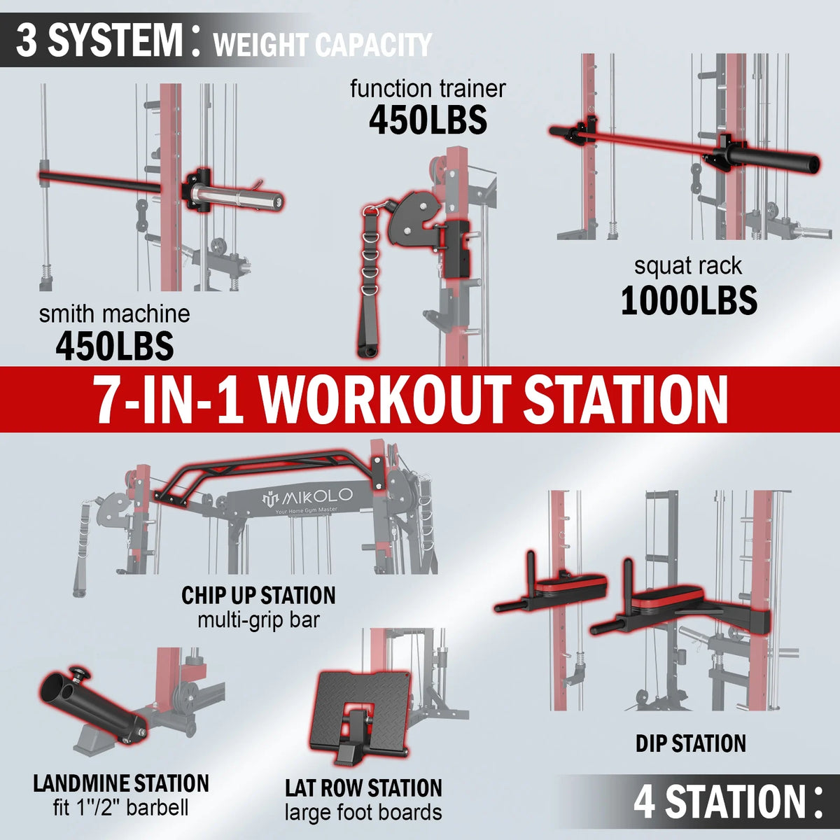 2000lbs Squat Rack with Weight Bench Combo F573506