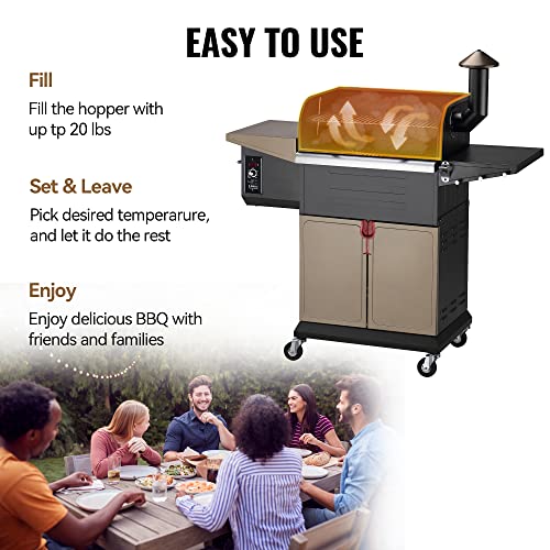 Wood Pellet Grill Smoker with PID Controller, 8-in-1 BBQ Grill, 572 sq in Cooking Area B947370