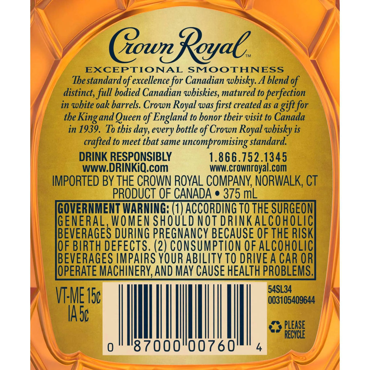 375 mL Blended Canadian Whisky, 40% ABV Z46014