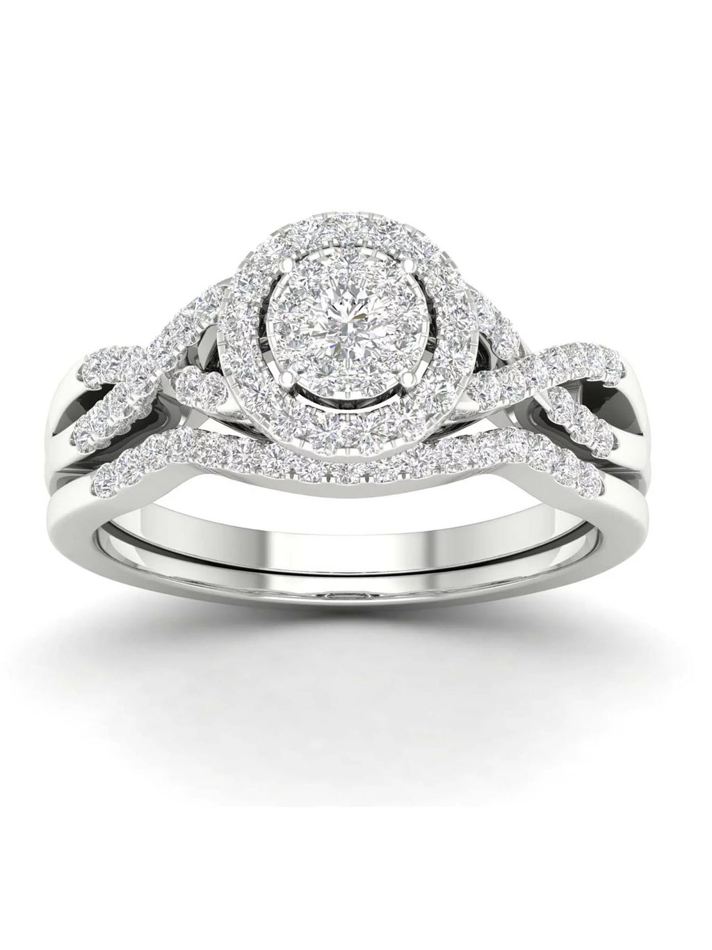 3/8Ct Diamond 10k White Gold Bridal Ring Set Q174717