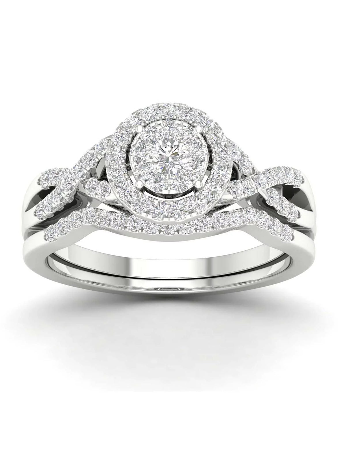 3/8Ct Diamond 10k White Gold Bridal Ring Set Q174717