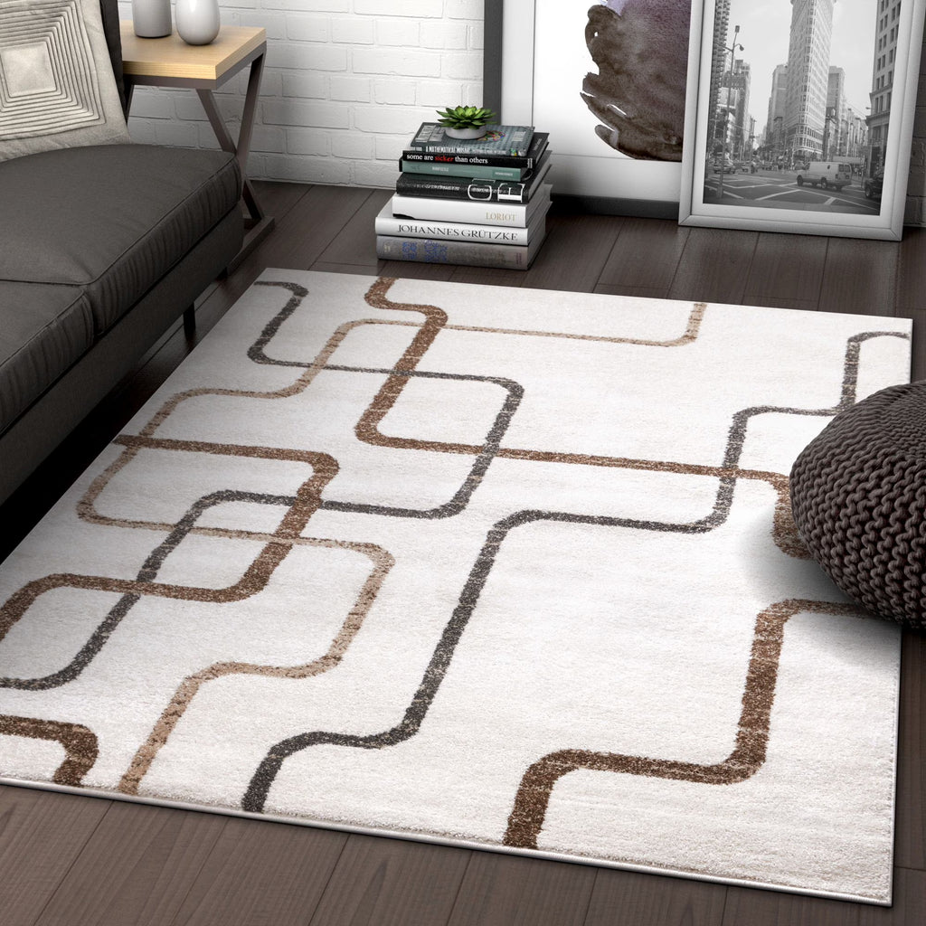 Ivory Vintage Geometric Area Rug F720