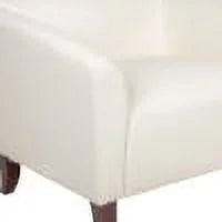 Ivory LeatherSoft Loveseat with Cherry Wood Feet K503