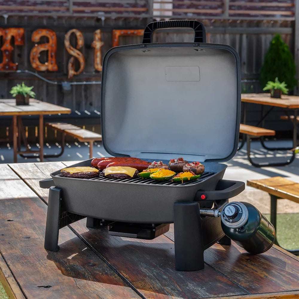 1 Burner Cast Aluminum Tabletop Propane Gas Grill Black X82987