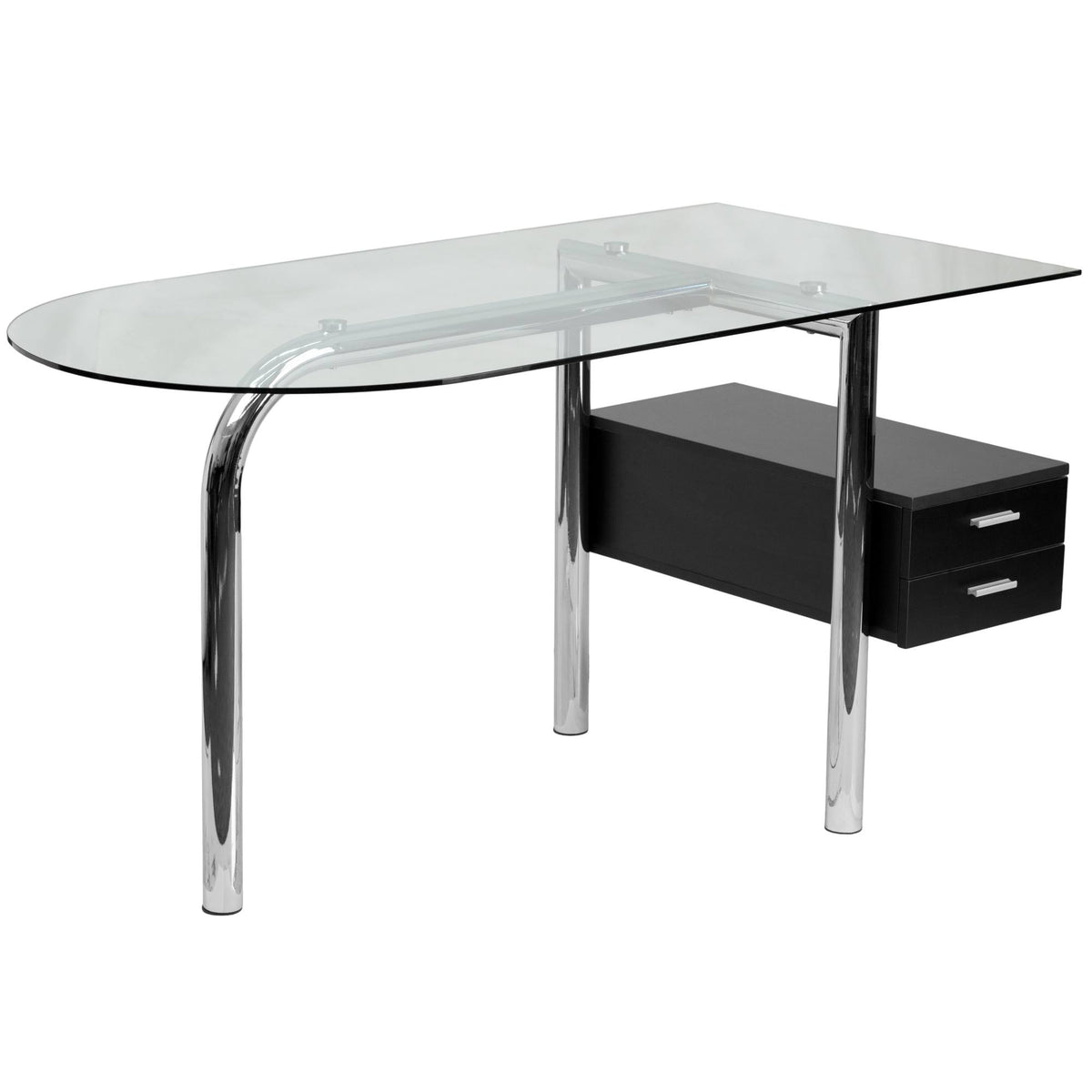 Glass Computer Desk with Open Storage X81162
