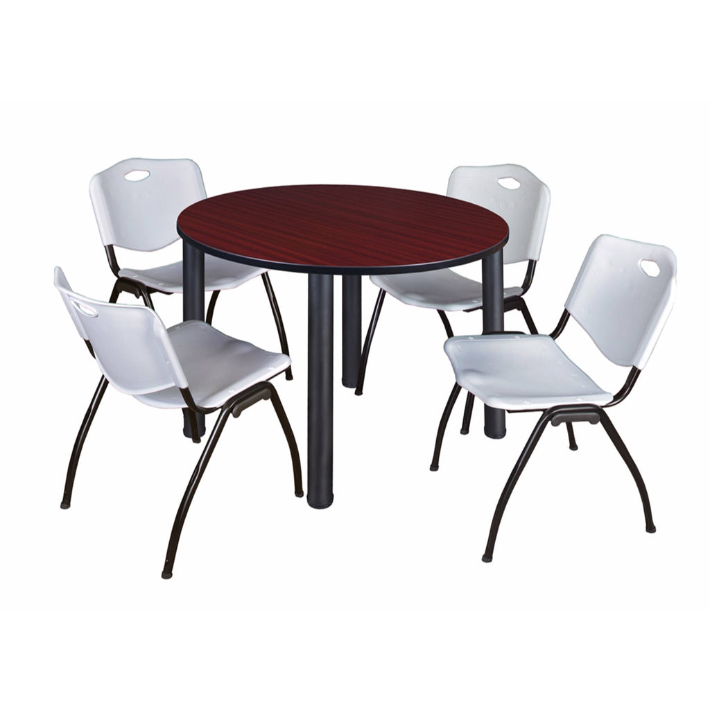 48x22 Round Breakroom Table with 4 Stack Chairs G76559