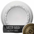 12 1/2 inch x 1 1/2 inch Hand-Painted Green Gold Ceiling Medallion P517