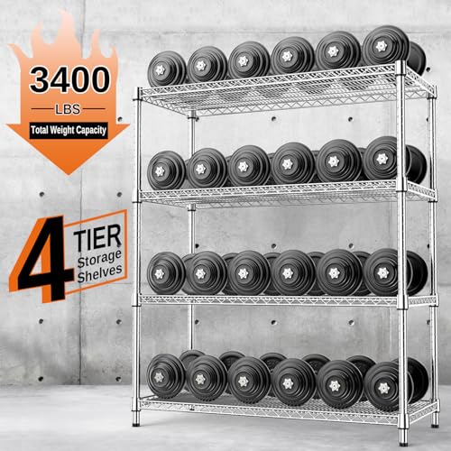 4 Tier Adjustable Heavy Duty Metal Wire Shelving Unit C124