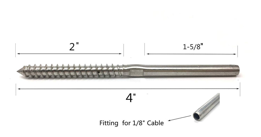 1/8 Cable Railing Hardware Stainless Steel 316 Pack of 2 E869874
