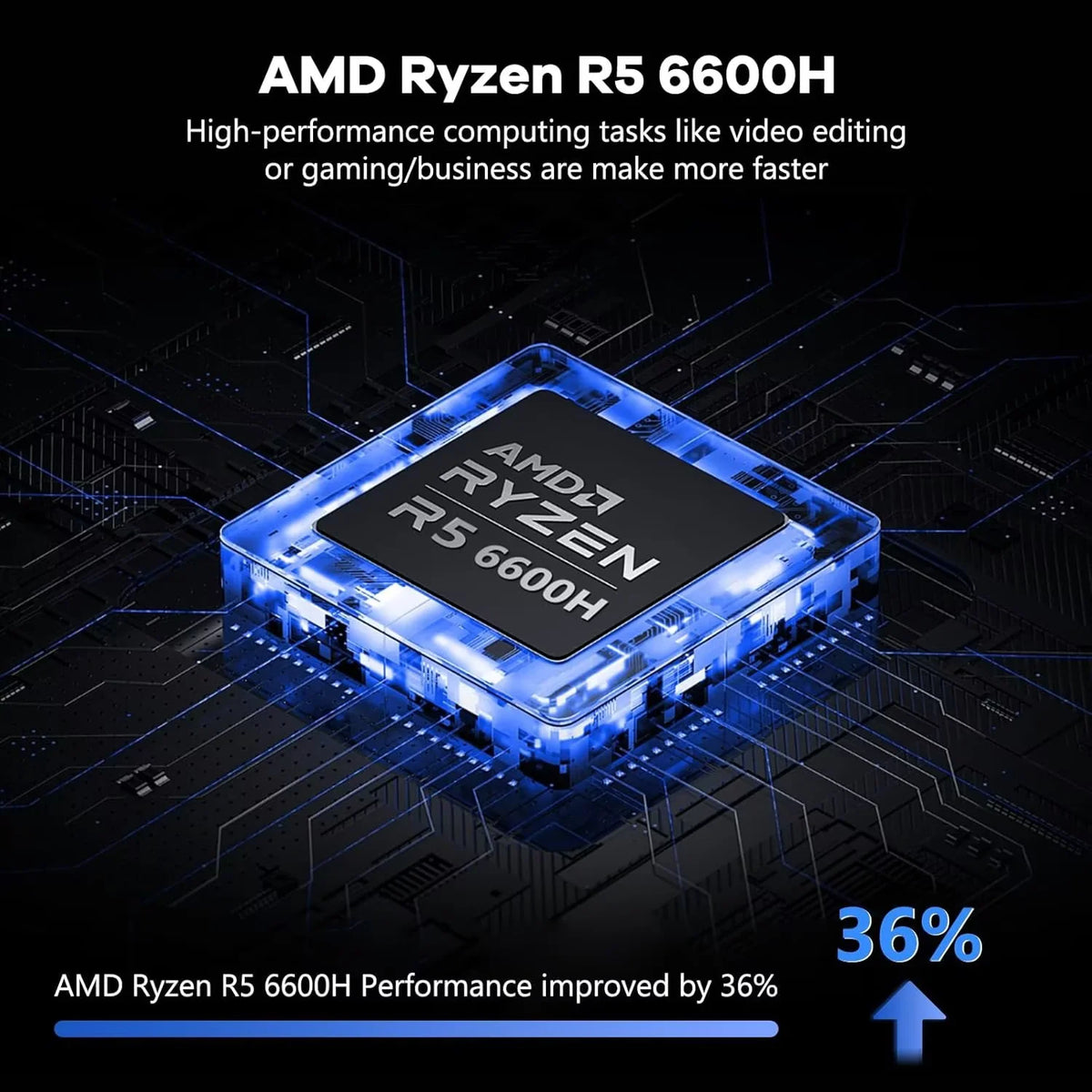 15.6" Gaming Laptop IPS FHD AMD Ryzen 5 6600H 6-Cores 660M GPU 32GB DDR5 RAM 1TB SSD D578199