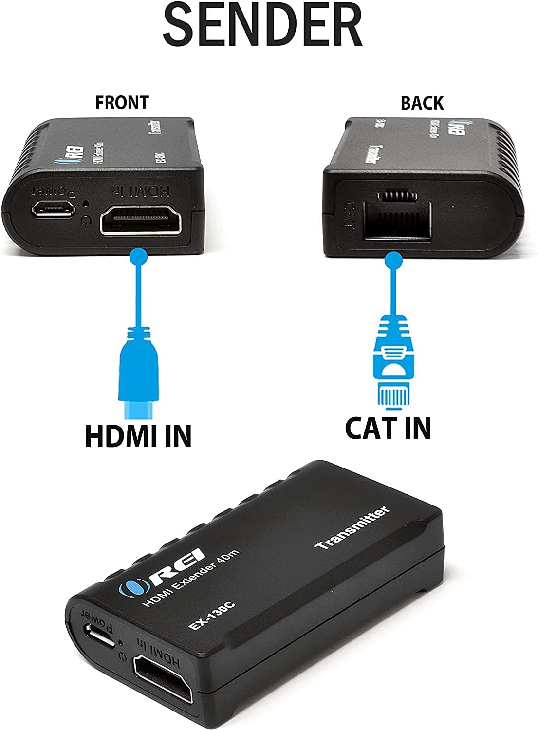 HDMI to Ethernet Extender RJ45 130 Feet 1080P Transmitter & Receiver O5749
