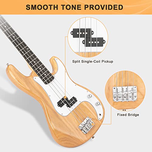 Full Size Electric Bass Guitar 4 String with AMP, Cable, Strap, Bag and Accessories (Black) T89081