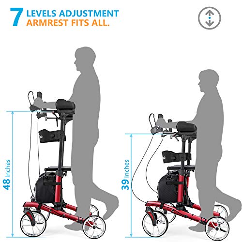 Gray Upright Rollator Walker with Seat and Padded Armrest D5300