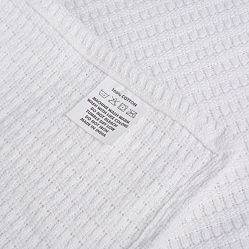 Queen Size White Cotton Throw Blanket 90 x 90 Inches G2323