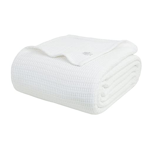 Queen Size White Cotton Throw Blanket 90 x 90 Inches G2323