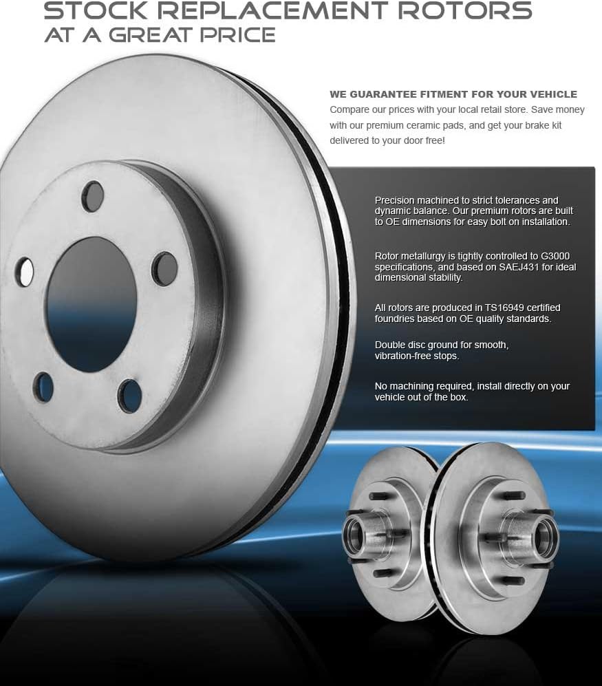 5 Lug Brake Rotors + Ceramic Brake Pads + Hardware Y477532