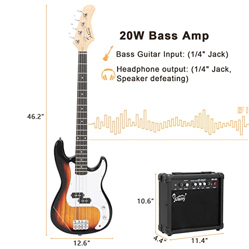 Full Size Electric Bass Guitar 4 String with AMP, Cable, Strap, Bag and Accessories (Black) T89081