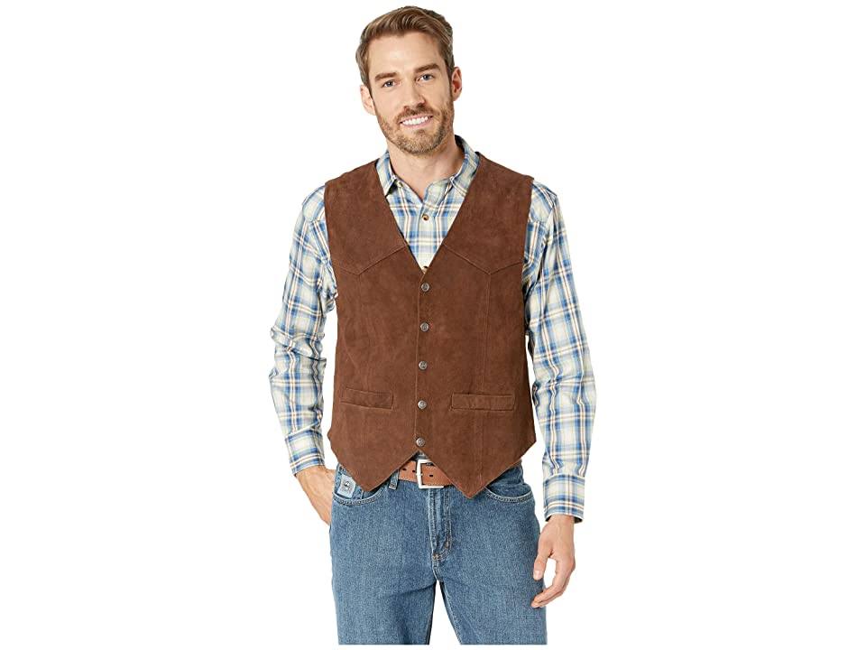 Brown Calf Suede Western Snap Vest O457