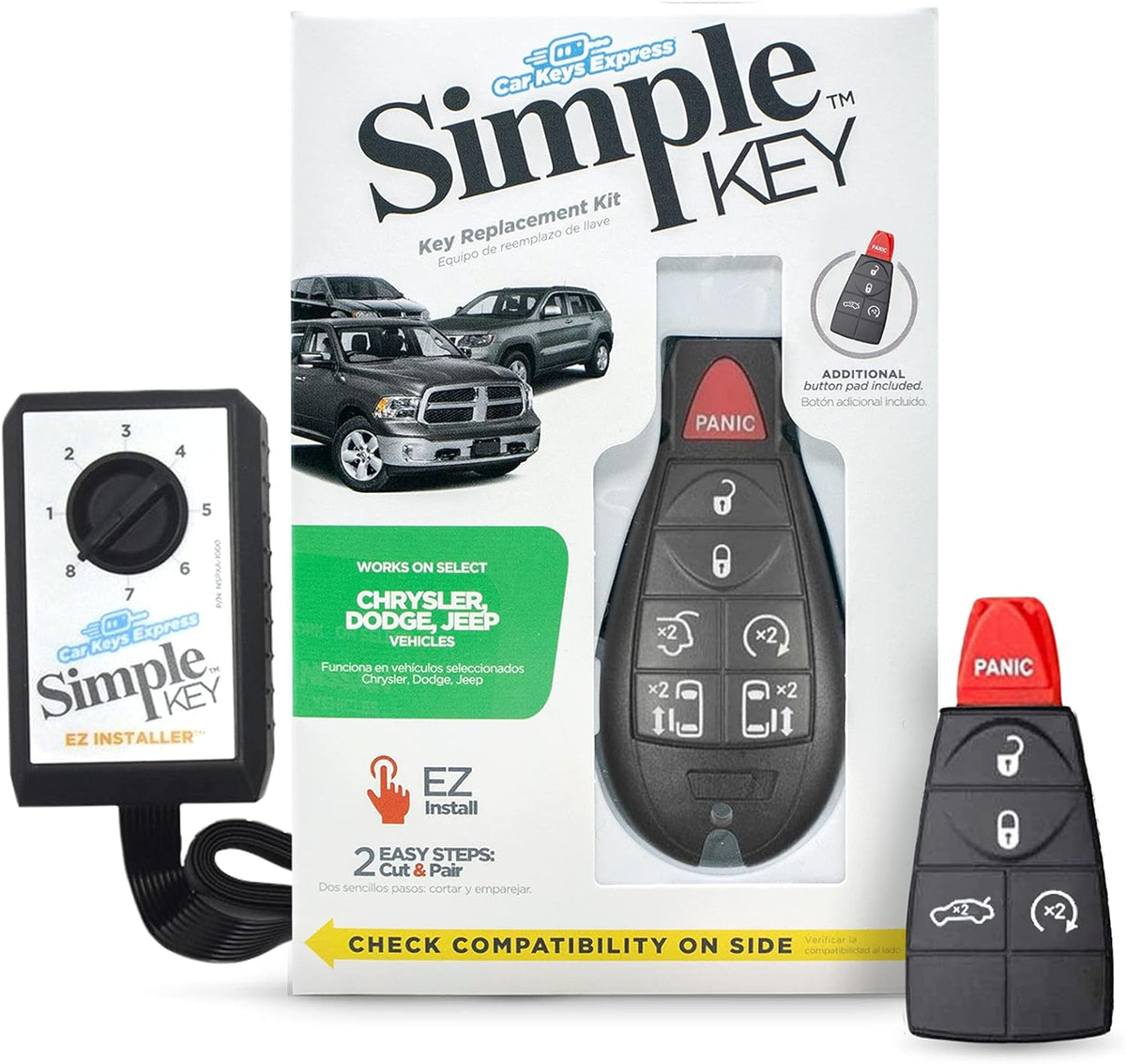 Key Fob and Key Programmer with Interchangeable 4 Button Keypads O2225