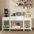 63" Console Table with Drawer, Marble Texture Top Sideboard with Open Bottom Shelf R83270