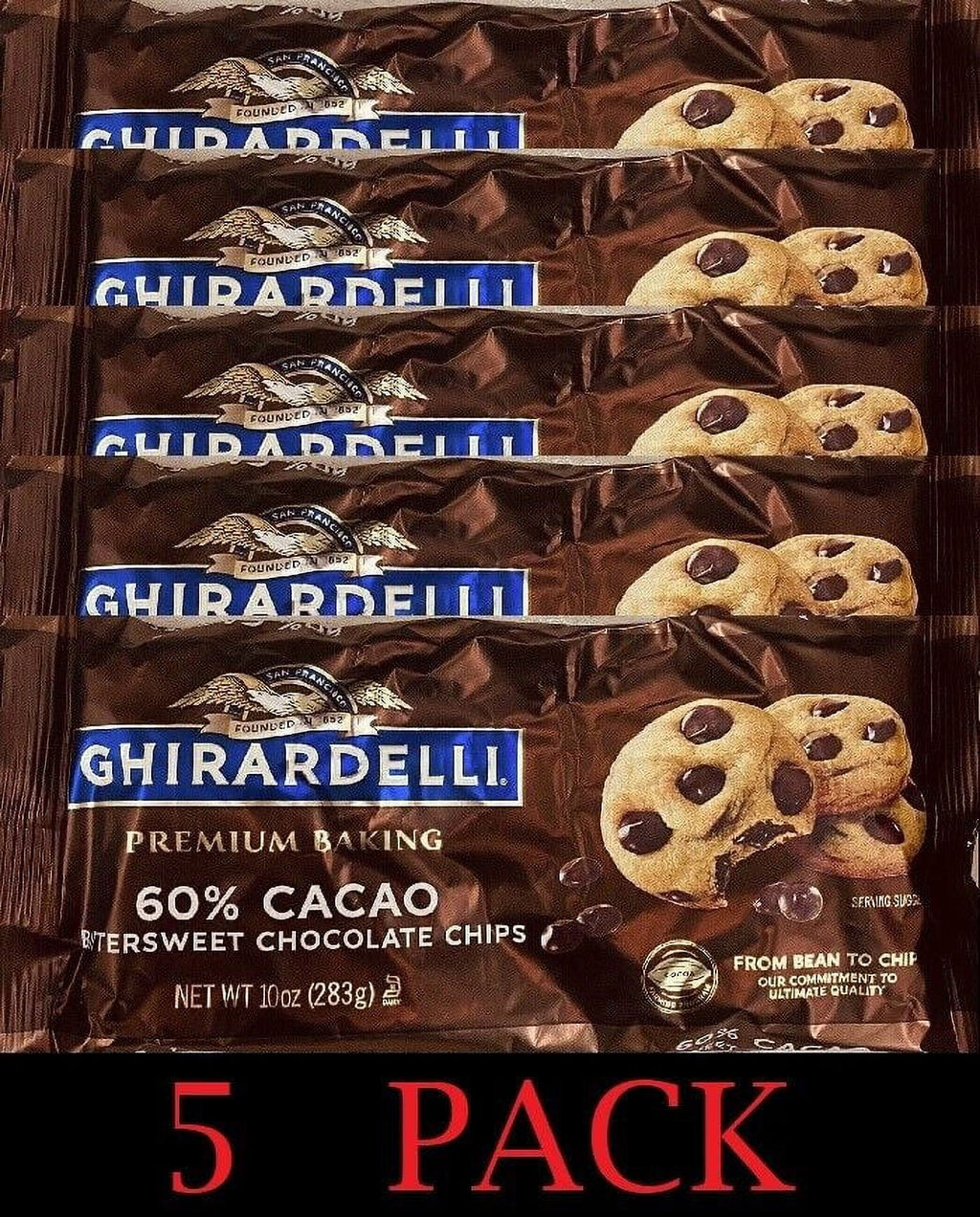 5 PACK 10 oz 60% Cocoa Bittersweet Chocolate Chips S8825